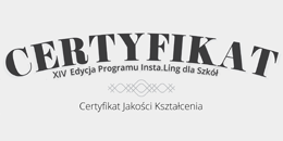 certyfikat XIV edycji programu Unsta.Ling dla szkół